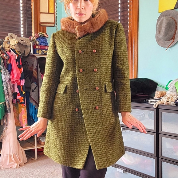 Jackets & Blazers - Vintage Fur Trimmed Wool Coat
